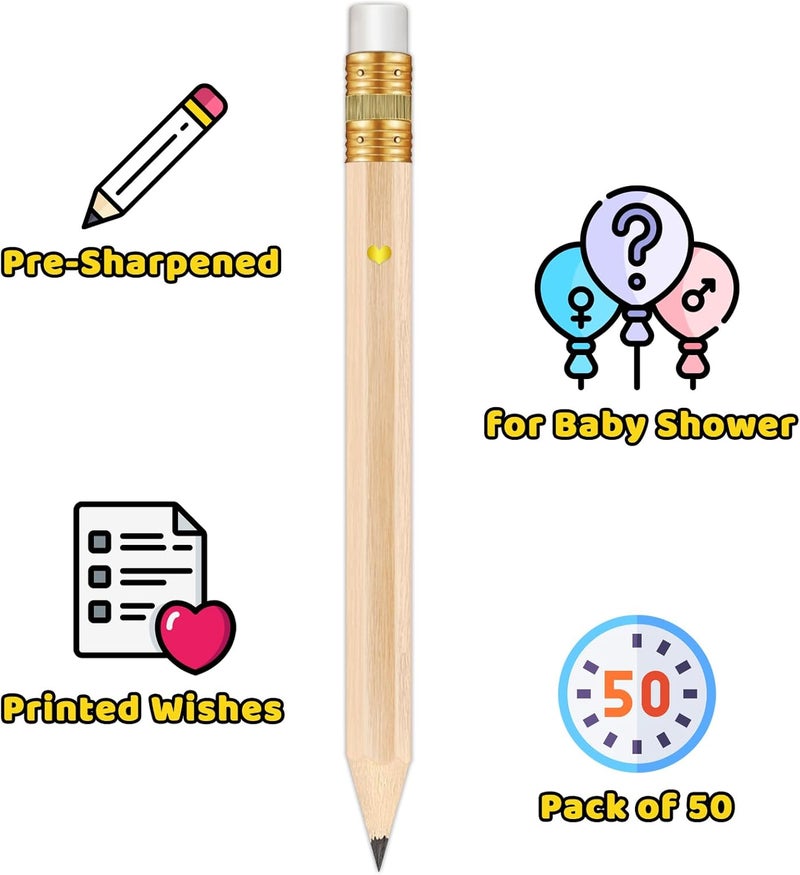 Vusnud 50Pcs - Bridal Shower Sharpened Half Pencils with Erasers, Pre-sharpened Pencils for Bridal Shower & Wedding Games, 4 Inches (WOOD - She Said Yes) - Image 3